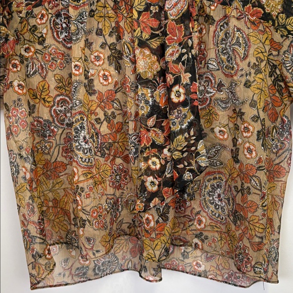 Zara Basic Sheer Floral Blouse with Tie detail in back/ Size small - Picture 11 of 11